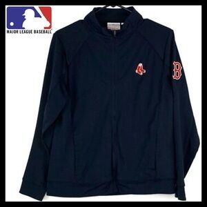 MLB Boston Red Sox Genuine Navy Blue Logo Jacket Full Zip Cuffed Men's XL